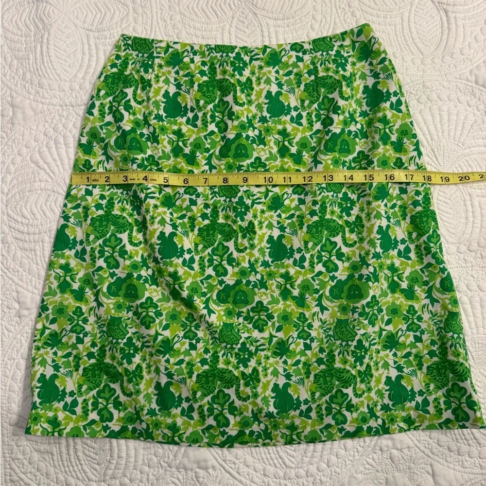 Vintage 1970s “The Lilly” Lilly Pulitzer Mini Skirt Green White Lions Owls - Picture 10 of 11